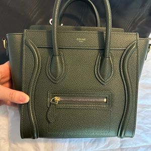 Celine Nano Luggage Tote in Khaki Green
